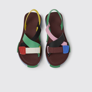 Overhead view of Twins Multicolored leather sandals for women
