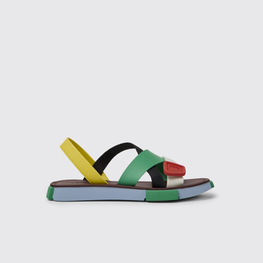Side view of Twins Multicolored leather sandals for women