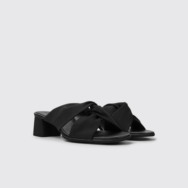Front view of Katie Black recycled PET sandals for women