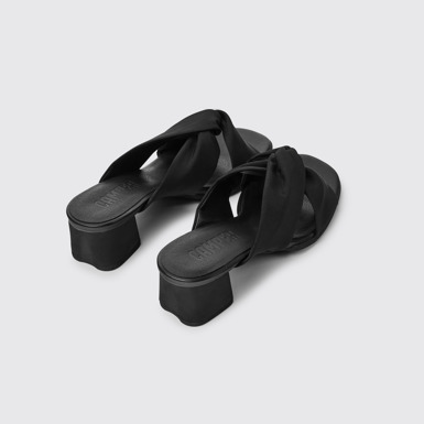 Back view of Katie Black recycled PET sandals for women