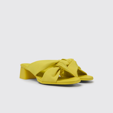 Front view of Katie Yellow recycled PET sandals for women