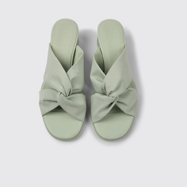 Overhead view of Katie Green recycled PET sandals for women