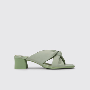 Side view of Katie Green recycled PET sandals for women