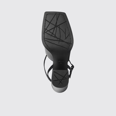 The sole of Karole Black leather T-bar shoes for women