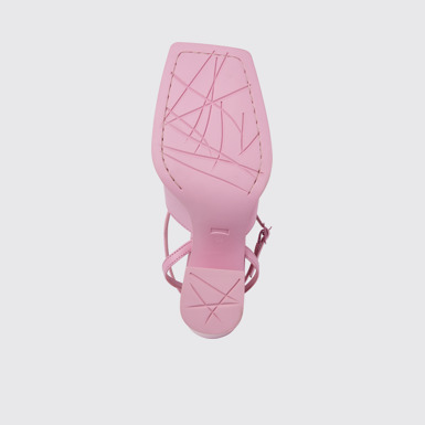 The sole of Karole Pink leather T-bar shoes for women