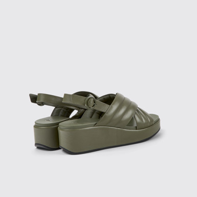 Back view of Misia Green leather sandals for women