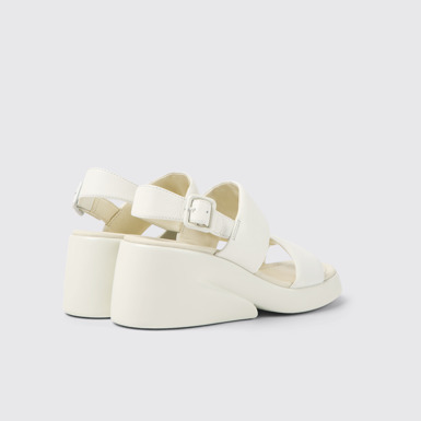 Back view of Kaah White leather sandals for women