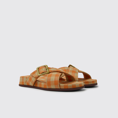 Front view of Atonik Orange and beige sandals for women