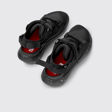 Back view of Peu Stadium Black semi-open sneakers for women