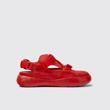 Side view of Peu Stadium Red semi-open sneakers for women