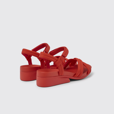 Back view of Minikaah Red recycled PET and nylon sandals for women