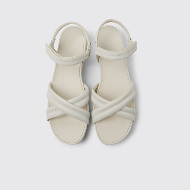 Overhead view of Minikaah White leather sandals for women