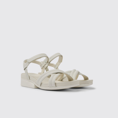 Front view of Minikaah White leather sandals for women