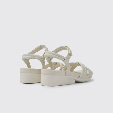 Back view of Minikaah White leather sandals for women