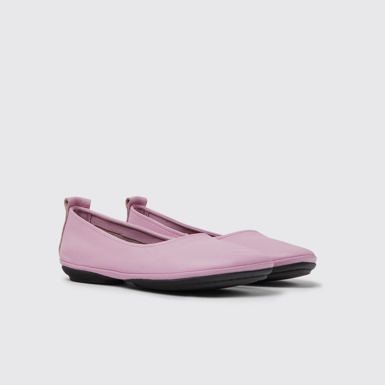 Front view of Right Pink leather shoes for women