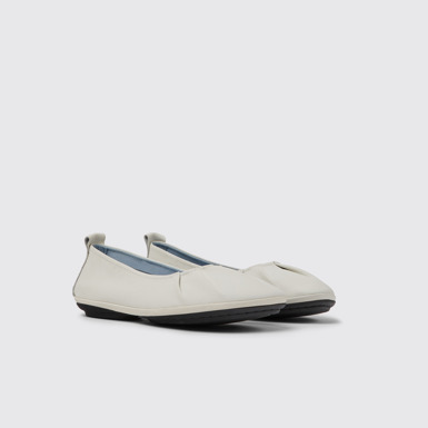Front view of Right White leather shoes for women