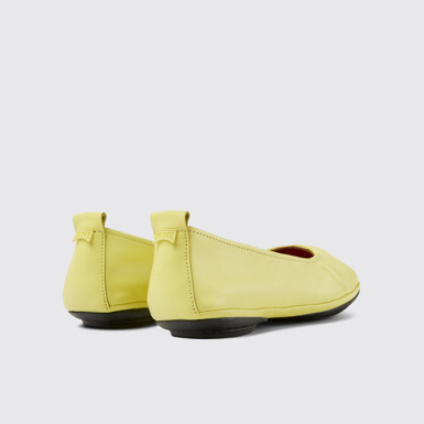 Back view of Right Yellow leather ballerina flats for women