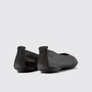 Back view of Right Black leather ballerina flats for women