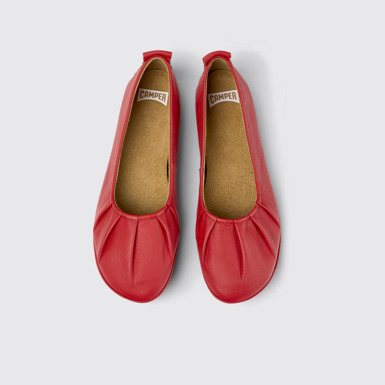Overhead view of Right Red leather ballerinas for women