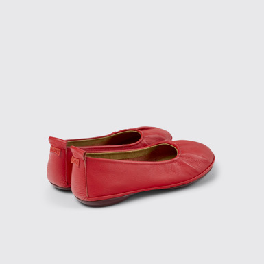 Back view of Right Red leather ballerinas for women