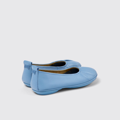Back view of Right Blue leather ballerinas for women