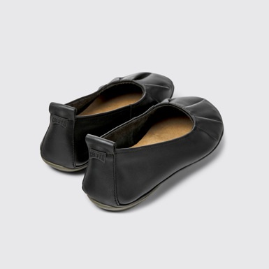 Back view of Right Black leather ballerinas for women