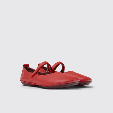 Front view of Right Red leather shoes for women