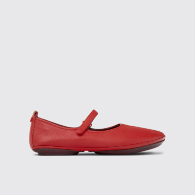 Side view of Right Red leather shoes for women
