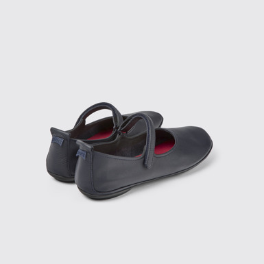 Back view of Right Blue leather ballerinas for women