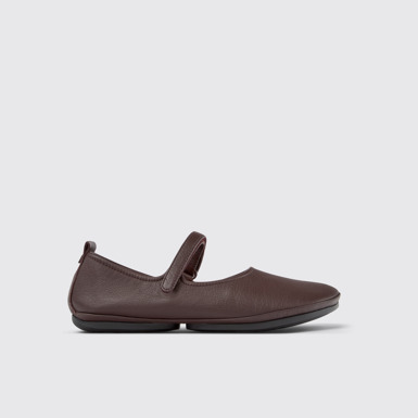 Side view of Right Burgundy Leather Mary Jane for Women