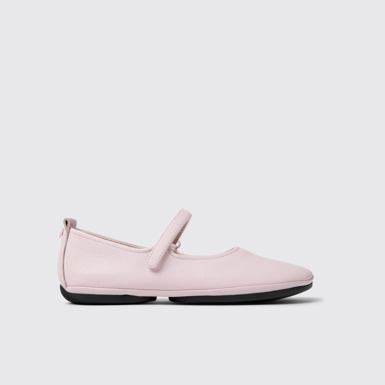 Side view of Right Nina Pink Leather Ballerinas for Women.