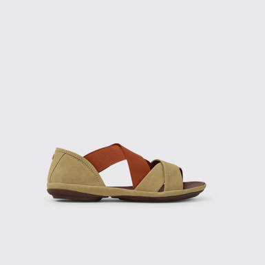 Twins Sandalias de nobuk beige y rojas para mujer