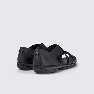 Back view of Right Black Leather Sandals for Women.