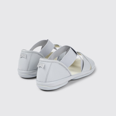 Back view of Right Gray Leather Cross-strap Sandal for Women