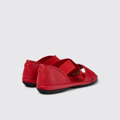 Back view of Right Red Leather Cross-strap Sandal for Women