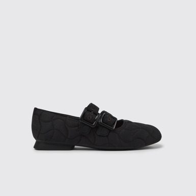 Side view of Casi Myra Black 100% recycled PET shoes for women