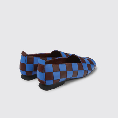 Back view of Twins Blue and burgundy leather shoes for women