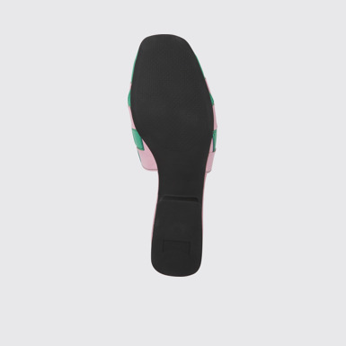 The sole of Twins Pink and green leather shoes for women