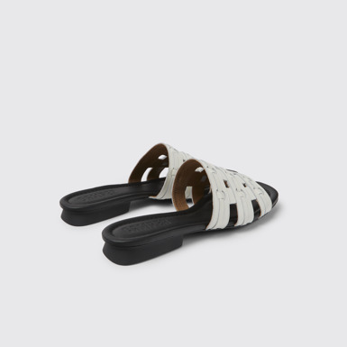 Back view of Casi Myra White leather sandals for women