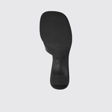 The sole of Dina Black leather sandals for women