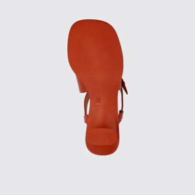 The sole of Dina Red leather sandals for women