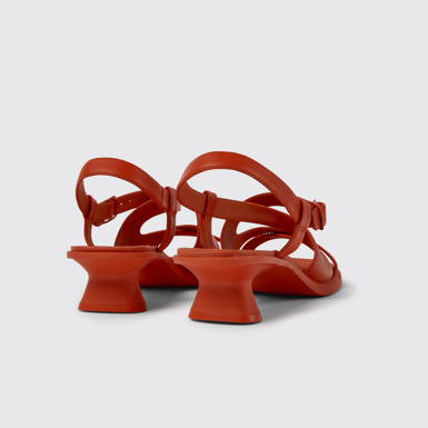 Back view of Dina Red leather sandals for women