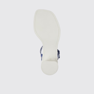 The sole of Meda Blue and white recycled cotton sandals for women