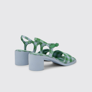 Back view of Meda Blue and green recycled cotton sandals for women