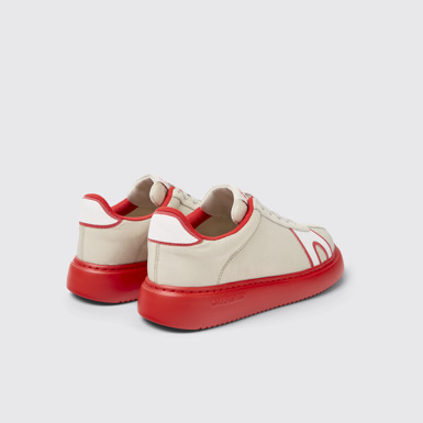 Back view of Runner K21 Gray and red textile and nubuck sneakers for women