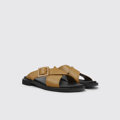 Front view of Edy Brown leather sandals for women