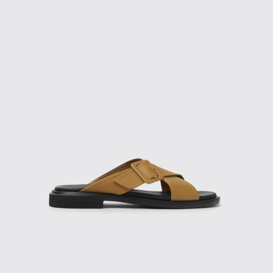 Side view of Edy Brown leather sandals for women