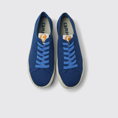 Overhead view of Peu Touring Blue recycled PET sneakers for women