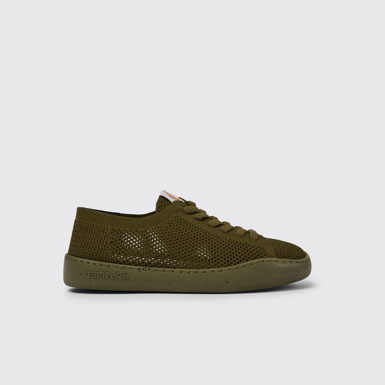 Side view of Peu Touring Green recycled PET sneakers for women