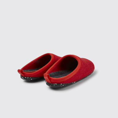 Back view of Wabi Red wool women’s slippers